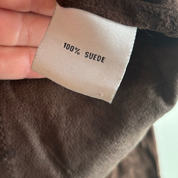 Brown Plunge Bell Sleeve Suede Blouse by São Paulo - Picture 4 of 8